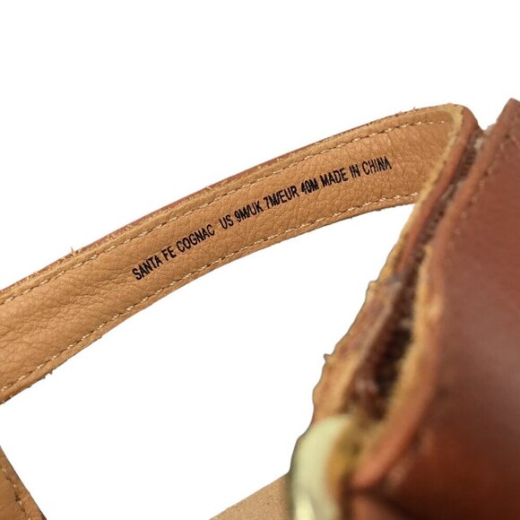 Revere Santa Fe Sandals NWOT Cognac Brown Leather Arch Support T Strap 9 / 40 - Picture 7 of 9